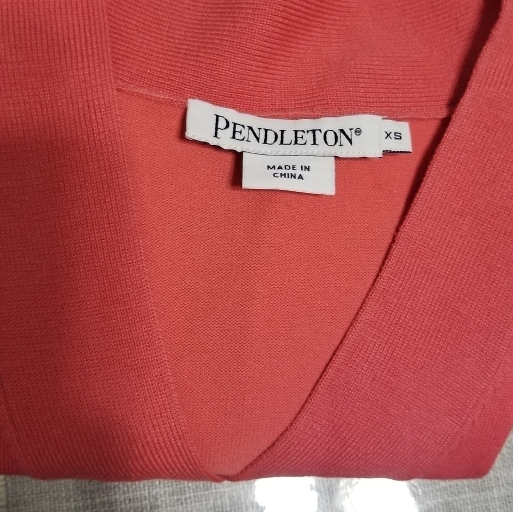 PENDLETON Short Sleeve V-neck, Color Orange, Size XS - Picture 3 of 7